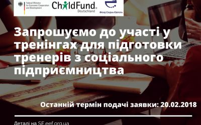 ФСЄ та німецька Громадська організація ChildFund Deutschland e.V. оголошують конкурс на участь у тренінгу для тренерів з соціального підприємництва для фахівців з восьми областей України