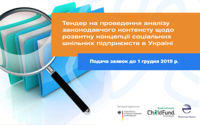 Тендер на проведення аналізу законодавчого контексту щодо розвитку концепції соціальних шкільних підприємств в Україні